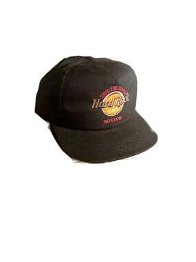 Vintage Save The Planet hard Rock Cafe Boston Made in USA Leather Strapback Hat